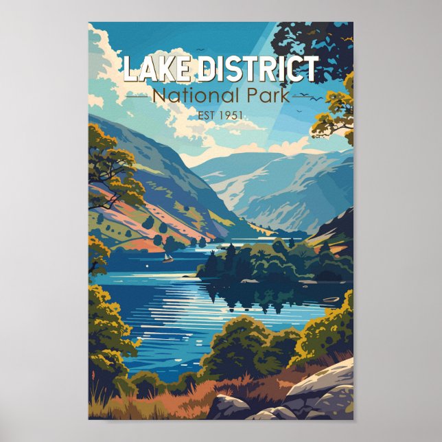 Lake District National Park England Travel Art Poster (Front)