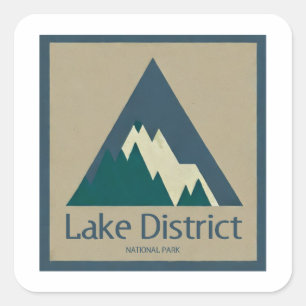 Lake District National Park Rustic Square Sticker