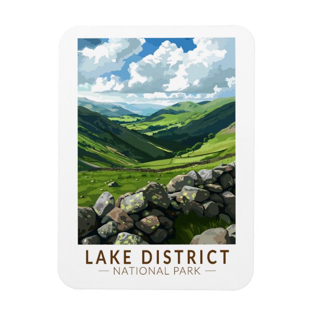 Lake District National Park Travel Art Vintage Magnet (Vertical)