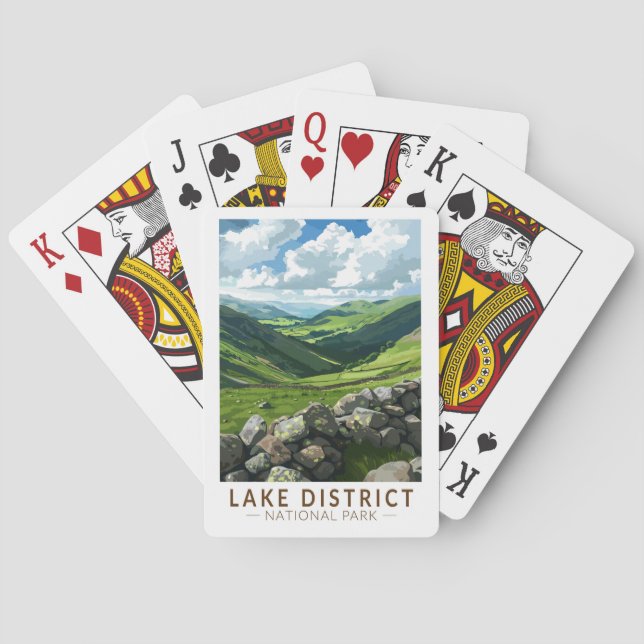 Lake District National Park Travel Art Vintage Playing Cards (Back)