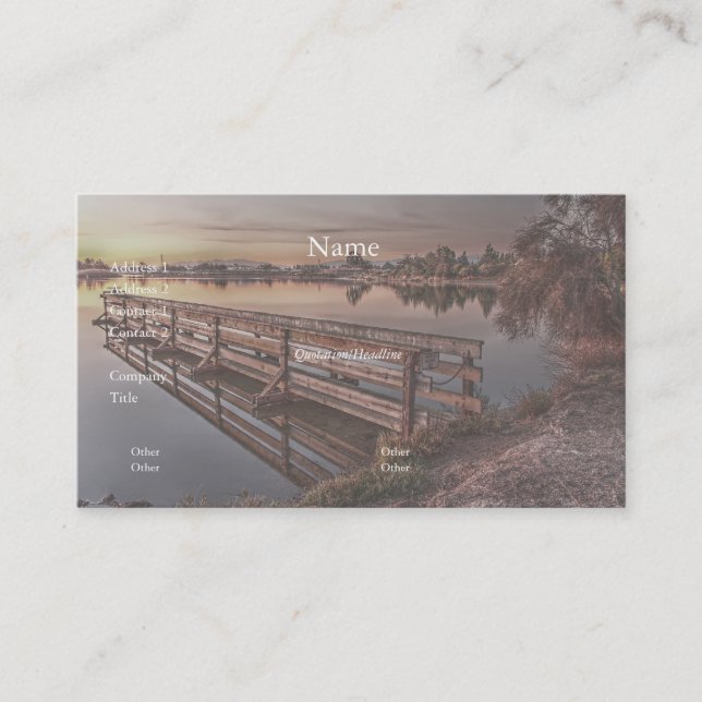 Lake Dock at Sunrise Business Card (Front)