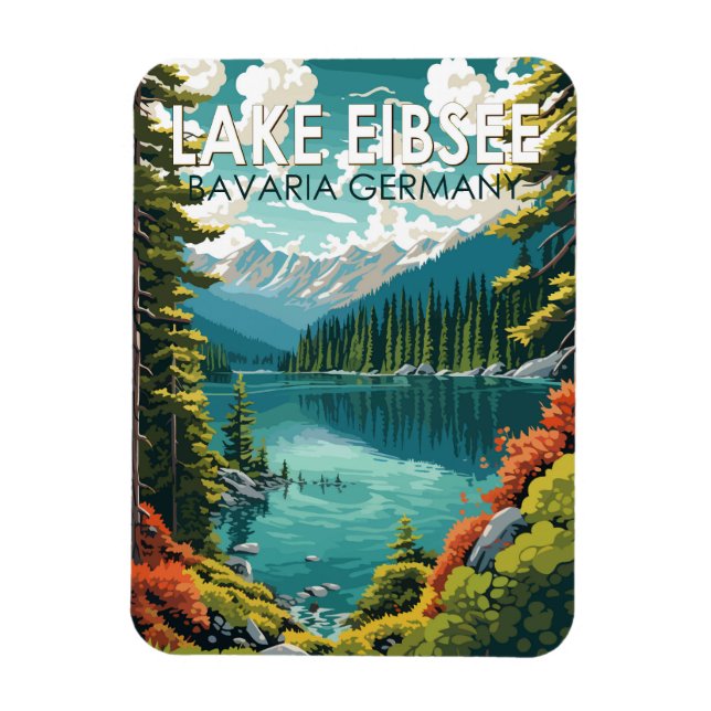 Lake Eibsee Germany Travel Art Vintage Magnet (Vertical)