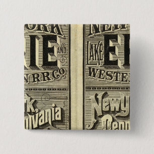 Lake Erie and Western Railroad 2 Inch Square Button