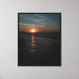 Lake Erie Beautiful Sunset Stretched Canvas Print
