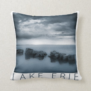 Lake Erie - Clouds and Rocks Throw Pillow