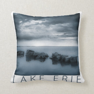 Lake Erie - Clouds and Rocks Throw Pillow