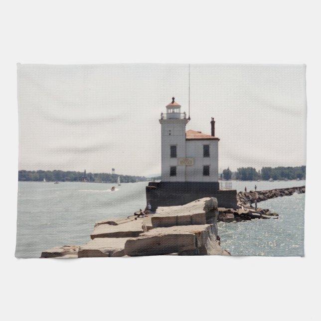 Lake Erie Lighthouse Kitchen Towel (Horizontal)