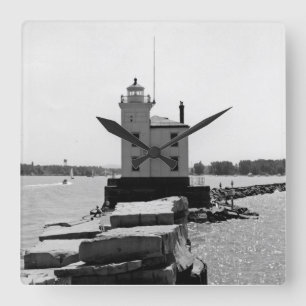 Lake Erie Lighthouse Square Wall Clock