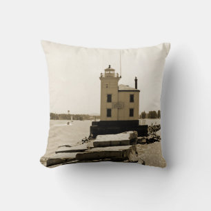 Lake Erie Lighthouse Throw Pillow