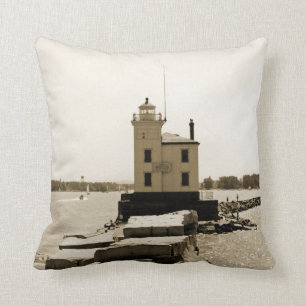 Lake Erie Lighthouse Throw Pillow