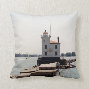 Lake Erie Lighthouse Throw Pillow