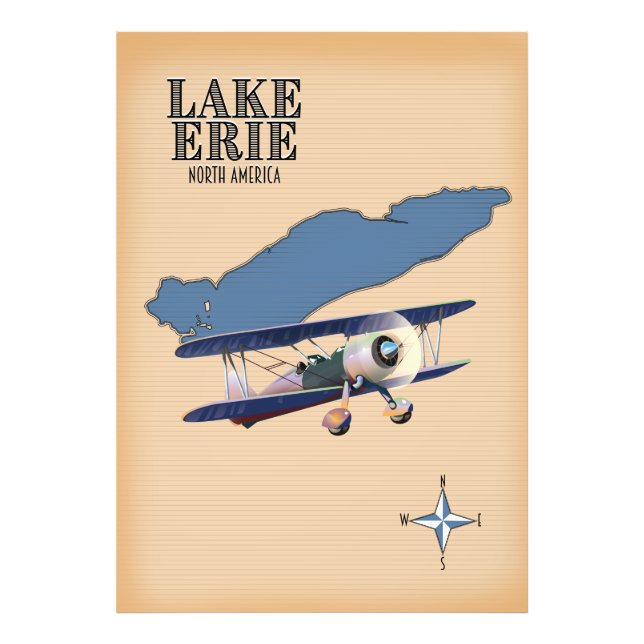 Lake Erie North America map Photo Print (Front)