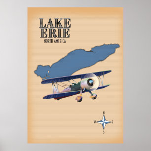 Lake Erie North America map Poster
