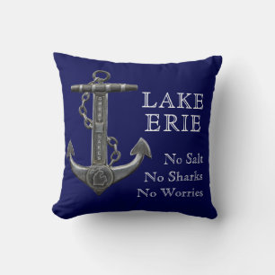 Lake Erie Patriotic American flag anchor pirate Throw Pillow