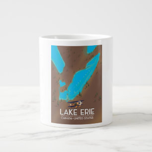 Lake Erie, USA lake Map travel poster Large Coffee Mug