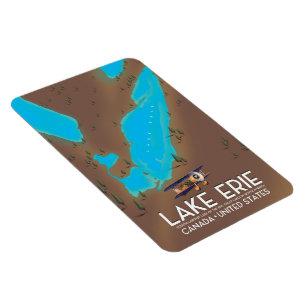 Lake Erie, USA lake Map travel poster Magnet