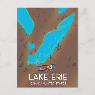 Lake Erie, USA lake Map travel poster Postcard
