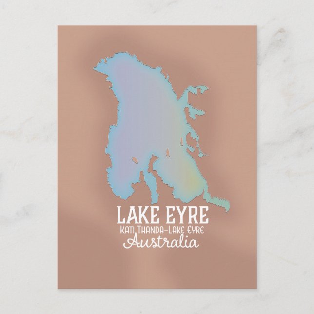 Lake Eyre Australia map poster Postcard (Front)