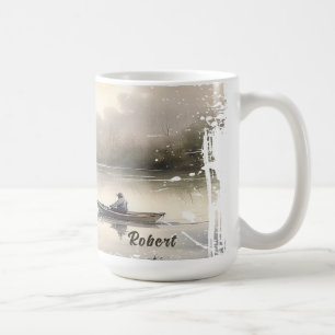 Lake Fishing Distressed Coffee Mug