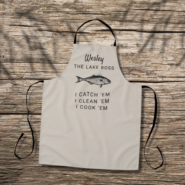 Lake Fishing Humour Personalized Fish Cooking Apron (Creator Uploaded)