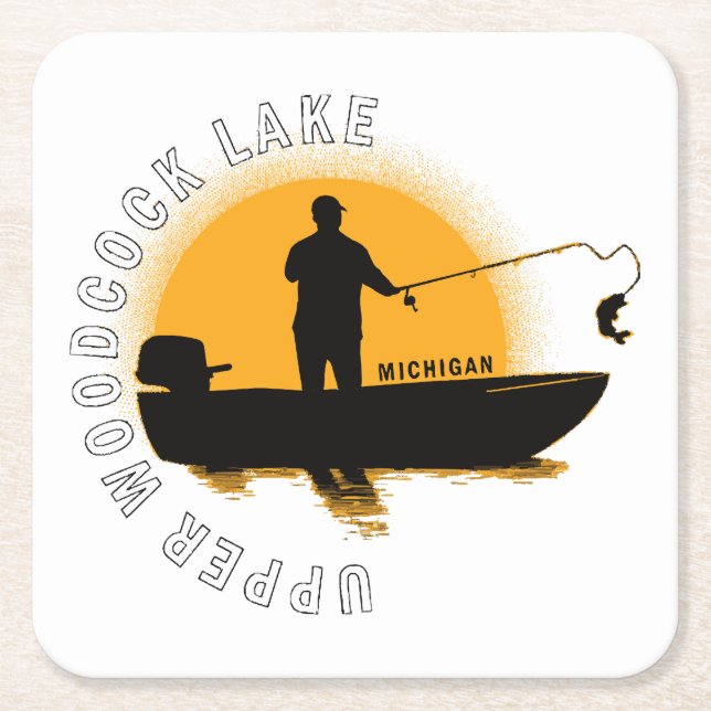  Lake Fishing Michigan Square Paper Coaster (Front)