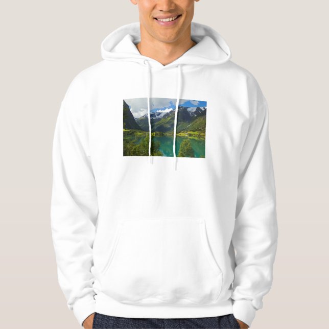 Lake Floen scenic, Norway Hoodie (Front)