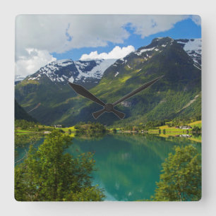 Lake Floen scenic, Norway Square Wall Clock