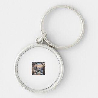 Lake forest pine snow keychain
