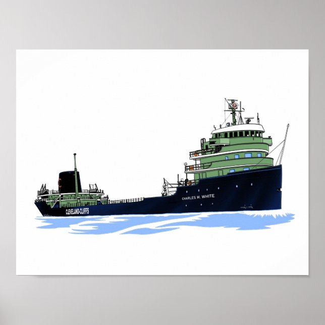 Lake freighter Charles White Cliffs Poster (Front)