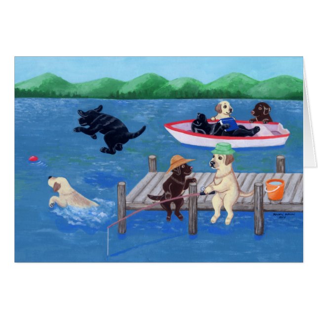 Lake Fun Labradors Painting (Front Horizontal)