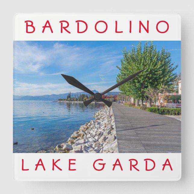 Lake Garda Bardolino square wall clock (Front)