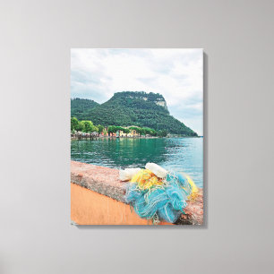 Lake Garda fishing nets view canvas print