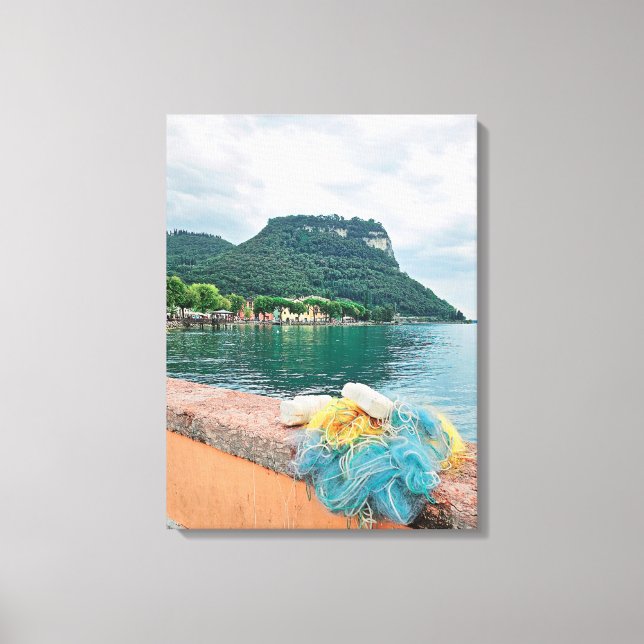Lake Garda fishing nets view canvas print (Front)