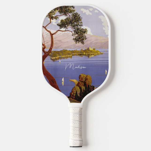 Lake Garda Italy custom name Pickleball Paddle (Front)