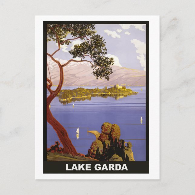 Lake Garda, Italy, vintage travel postcard (Front)