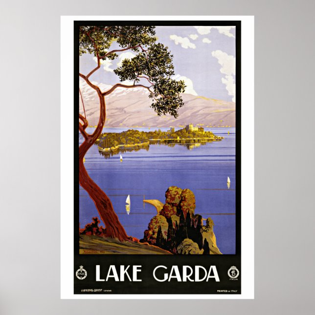 Lake Garda Italy Vintage Travel Poster (Front)
