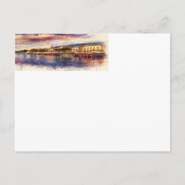 Lake Garda (Lago di Garda) - Watercolor Splash Postcard (Front)