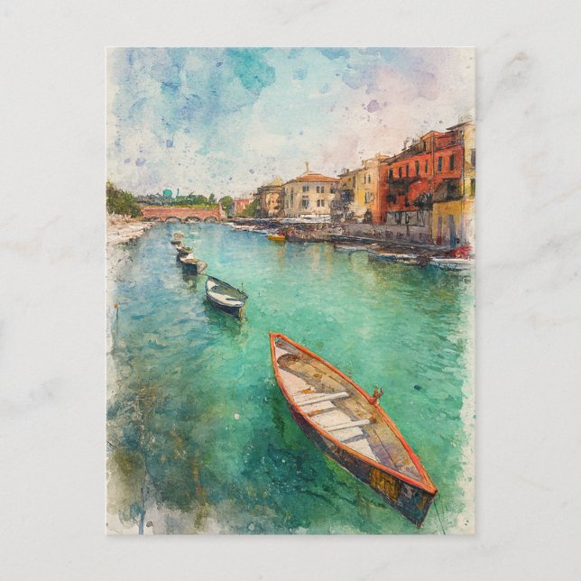 Lake Garda (Lago di Garda) - Watercolor Splash Postcard (Front)
