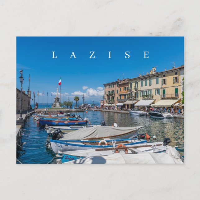 Lake Garda Lazise harbor view postcard (Front)