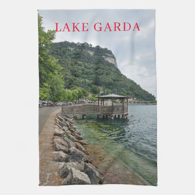 Lake Garda pier view tea towel (Vertical)