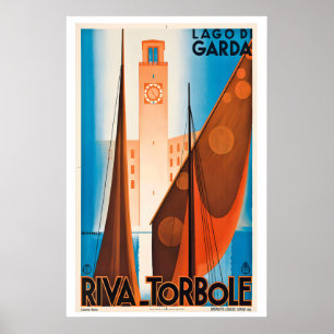 Lake Garda Riva Torbole Vintage Travel Poster