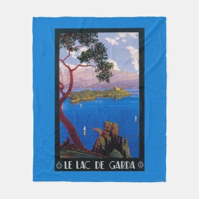Lake Garda Travel Promotional Poster Fleece Blanket (Front)