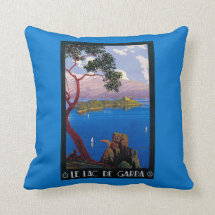 Lake Garda Travel Promotional Poster Throw Pillow