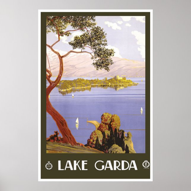 "Lake Garda" Vintage Italian Travel Poster (Front)