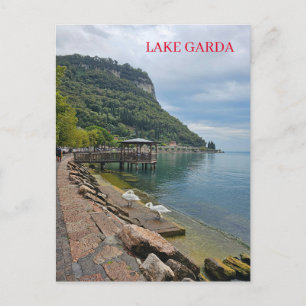 Lake Garda wooden pier view postcard
