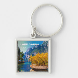 Lake Garda & Yellow Flowers Oil Painting Keychain