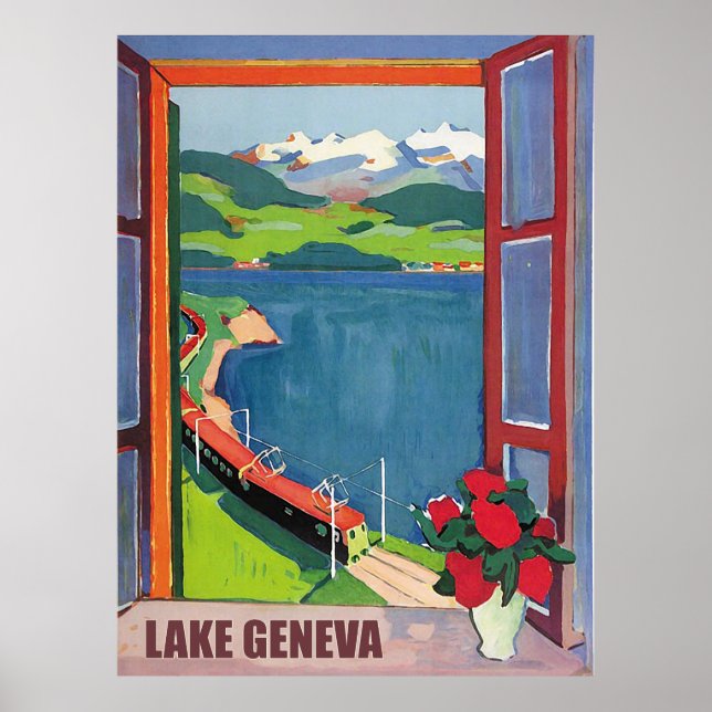 Lake Geneva, railway, view from the window Poster (Front)