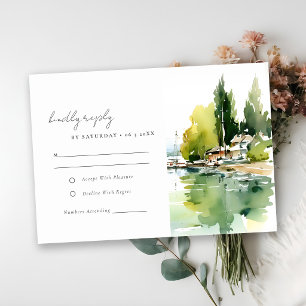 Lake Geneva Switzerland Landscape Scape Wedding RSVP Card