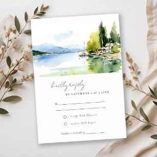 Lake Geneva Switzerland Landscape Scape Wedding RSVP Card