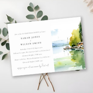 Lake Geneva Switzerland Scape Rehearsal Dinner Invitation